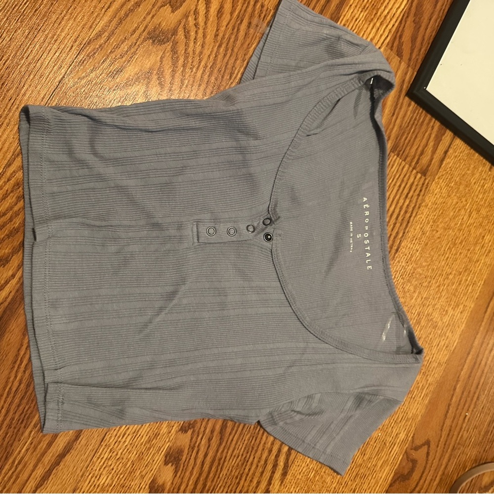 Aeropostale Women's Blue Button-Front Top